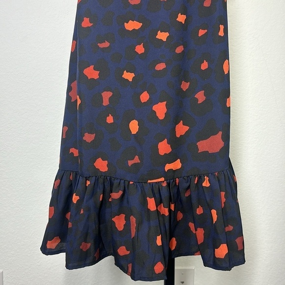 Judith March navy animal print drop waist shoulder tie dress size small - Picture 4 of 10